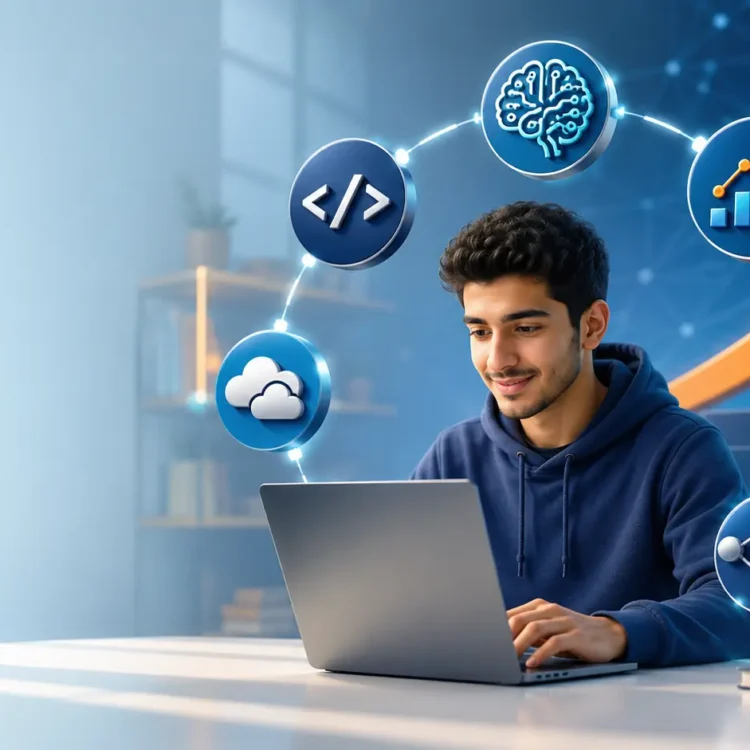 طالب يتعلم أهم المهارات التقنية المطلوبة في سوق العمل