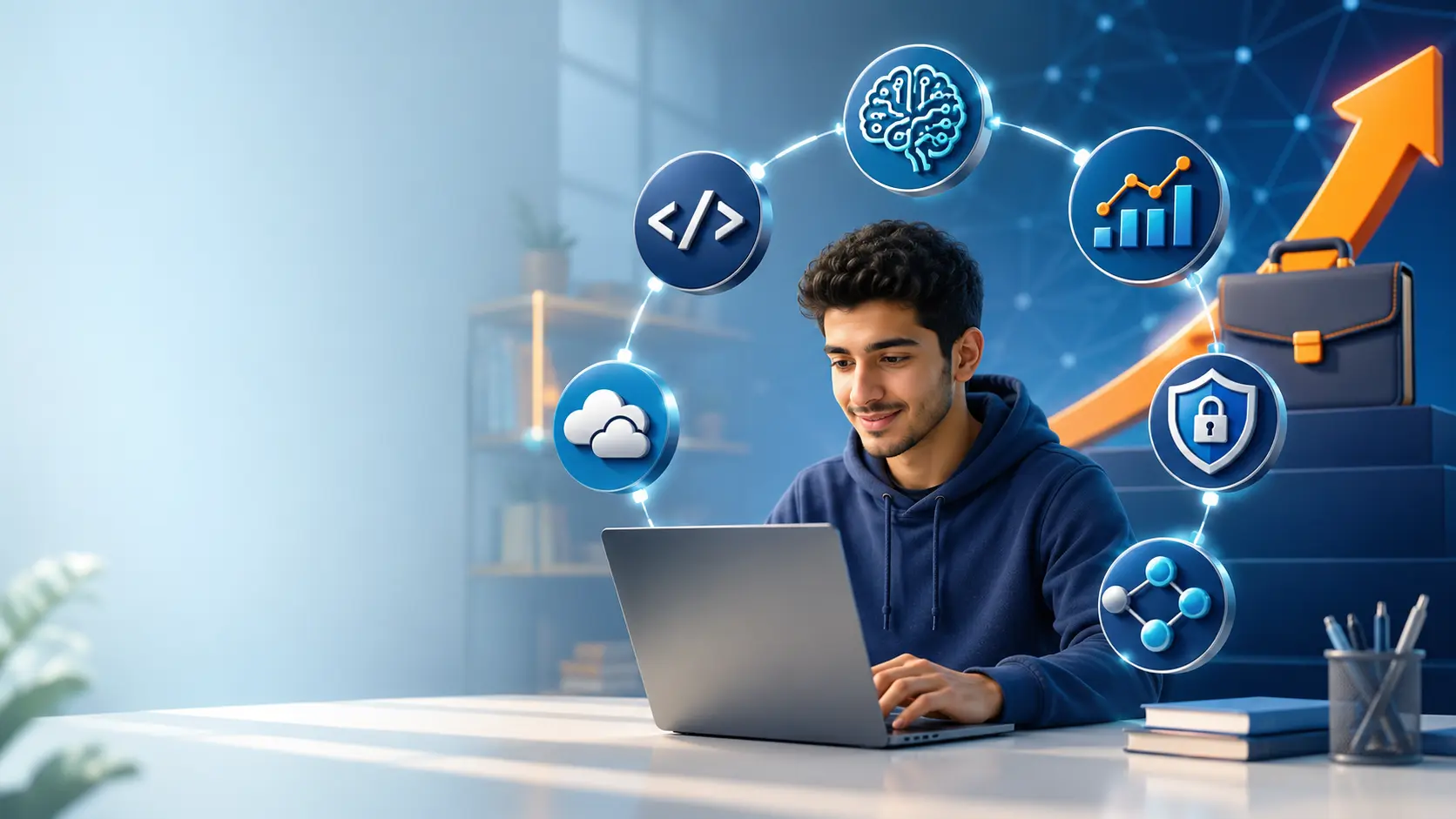 طالب يتعلم أهم المهارات التقنية المطلوبة في سوق العمل